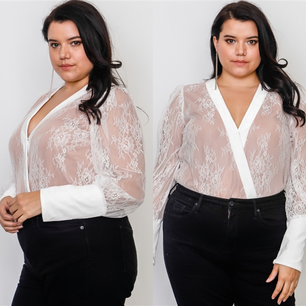 True Love Lace Plus Size Bodysuit - Picture 1 of 7
